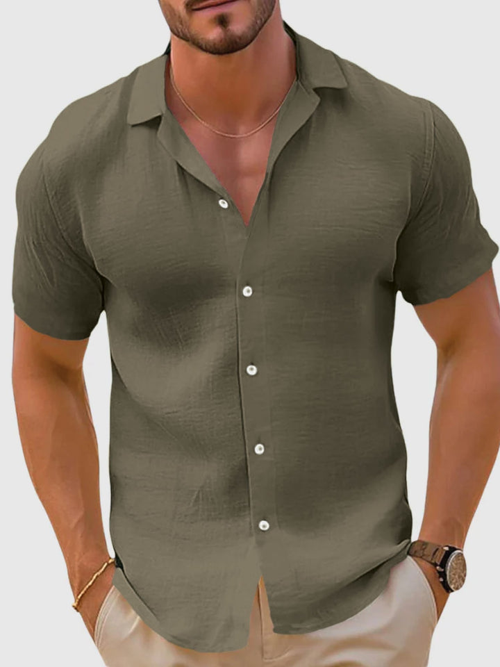 Men Button Up Shirt Lightweight Cotton Travel Casual Outfit