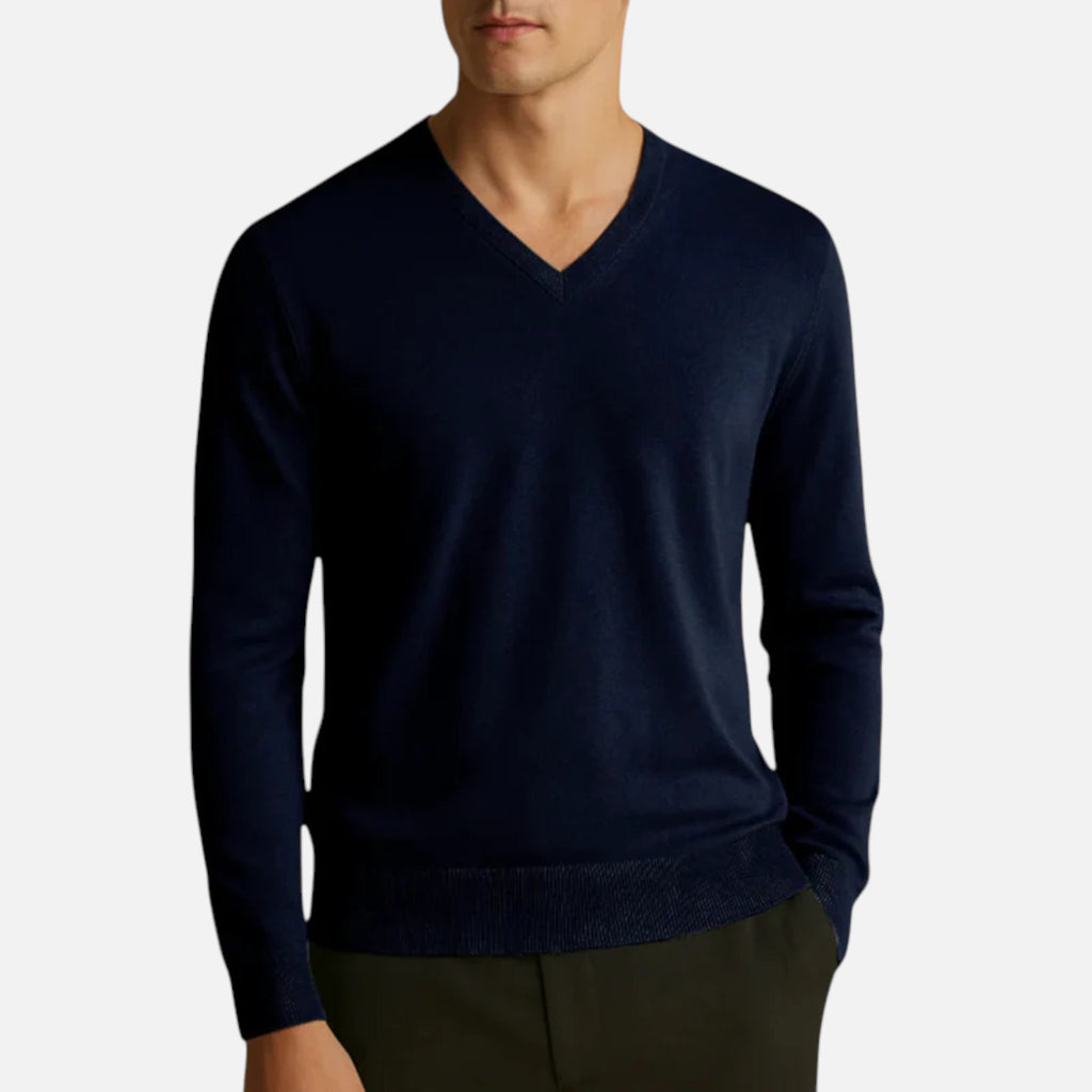 Aurevien | Men’s Classic V-Neck Jumper – Riviera Elegance