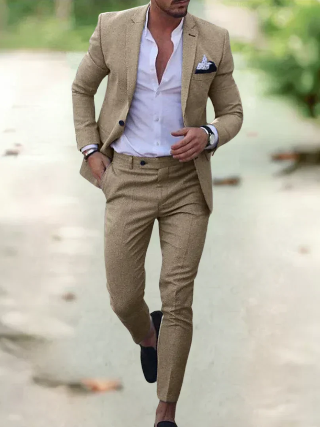 Men's summer suit lightweight breathable for weddings and events