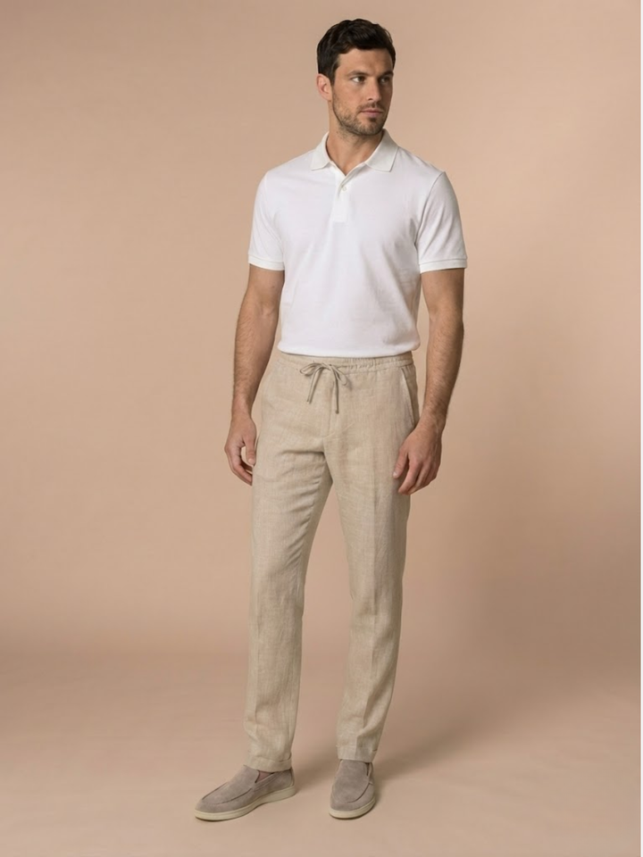 Men’s Lightweight Linen Pants Relaxed Summer Trousers