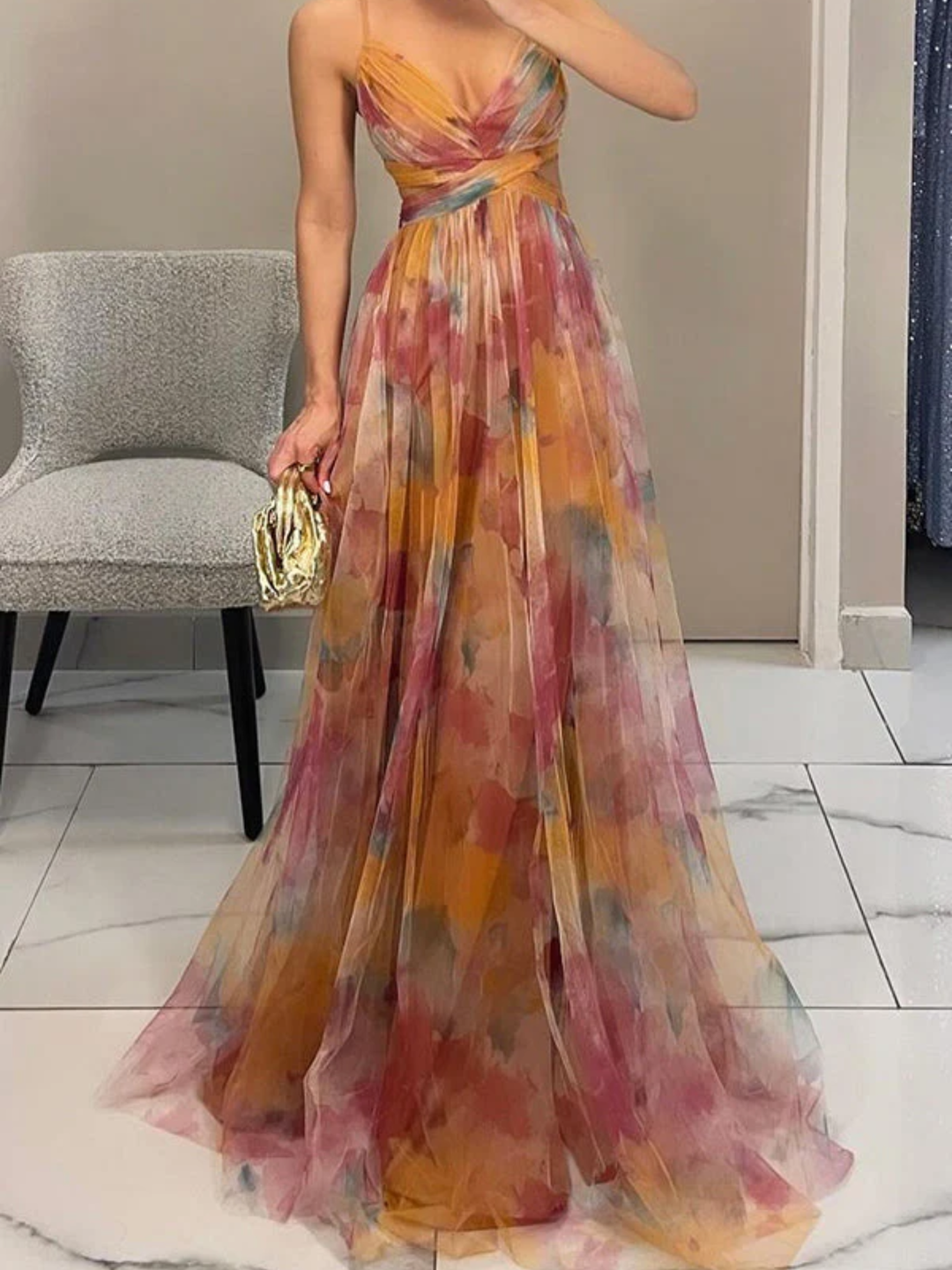Women’s Floral Maxi Dress for Wedding Guest Lightweight Elegant