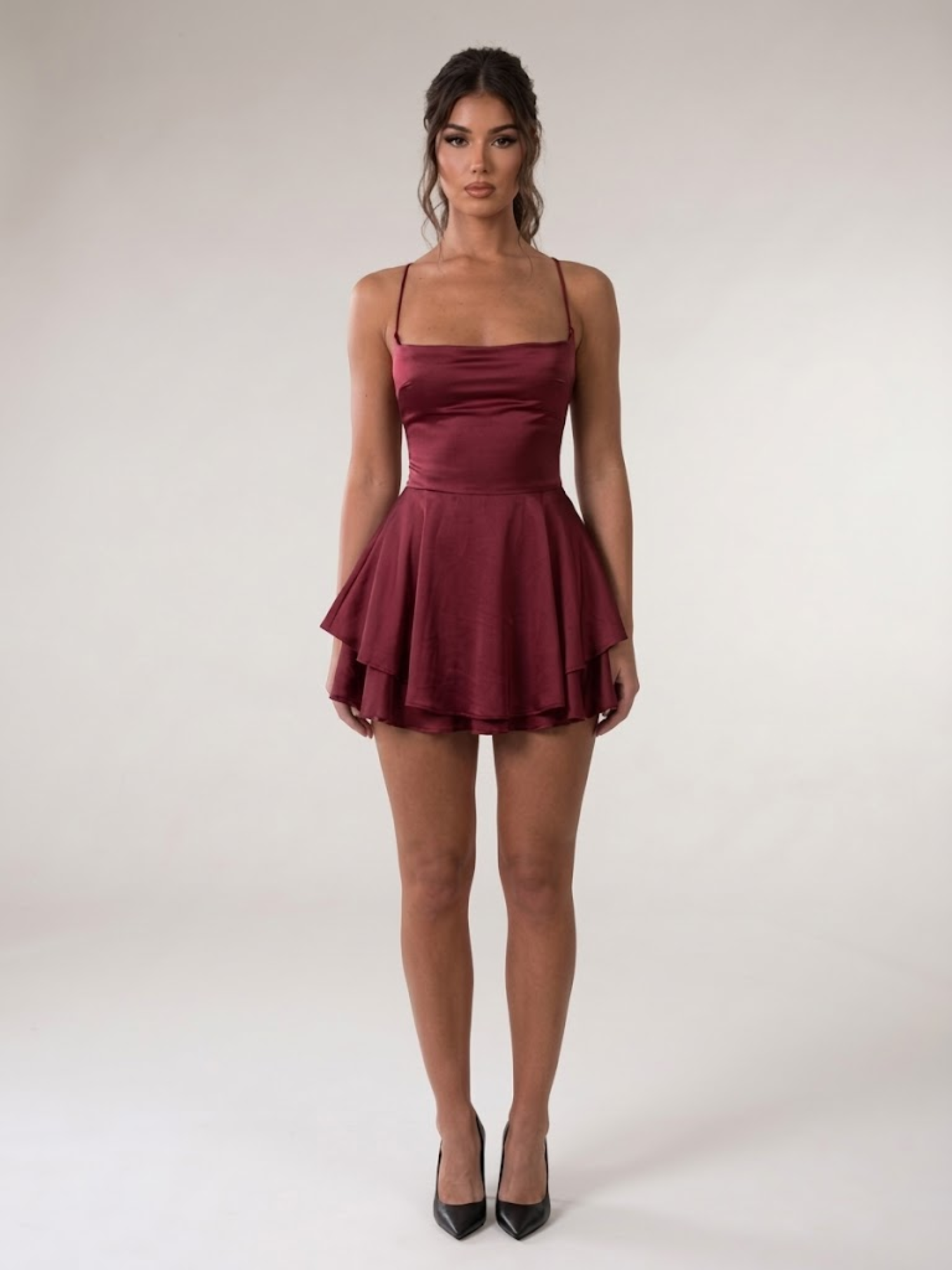 Women’s Elegant Halter Mini Dress Stretch Waist Party Dress