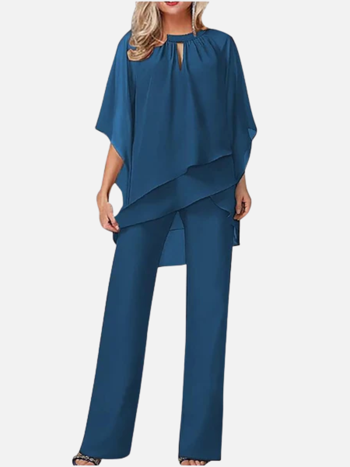 Women's chiffon pantsuit for wedding guest formal wear