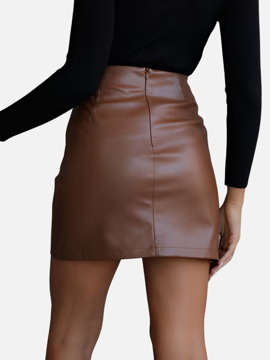 Womens Leather Mini Skirt Asymmetrical Hem Spring Summer Night Out