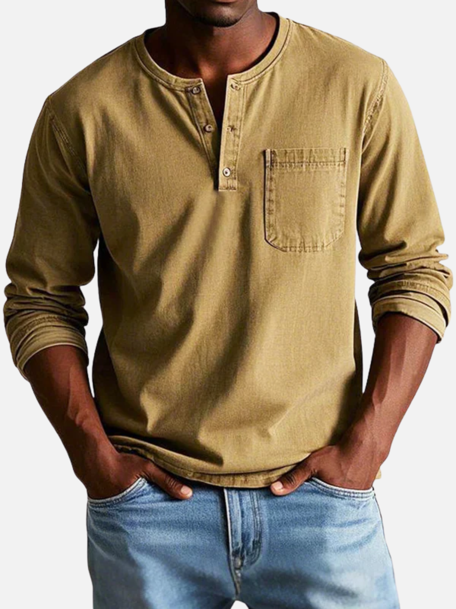 Men’s casual long sleeve Henley shirt for everyday comfort