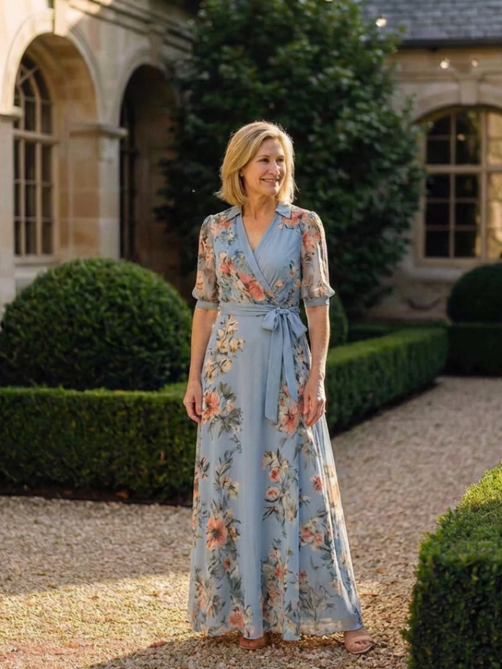 Women’s Floral Wrap Maxi Dress for Summer Events and Parties
