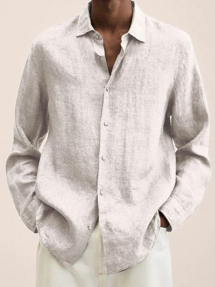 Linen Shirt Men Breathable Long Sleeve Smart Casual Everyday Wear