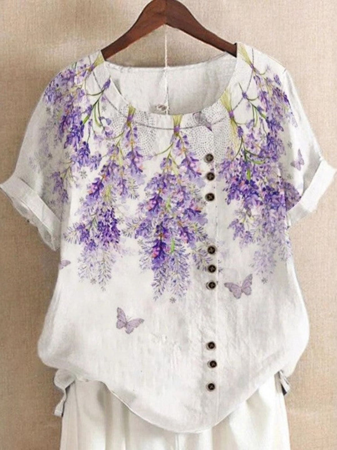Blouse Women Lightweight Leaf Print Top for Travel and Leisure