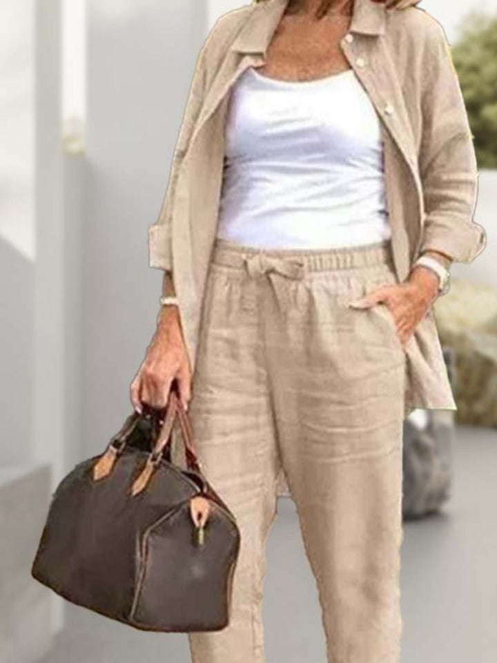 Women’s Two Piece Lounge Set Cotton Linen Relaxed Comfort Outfit