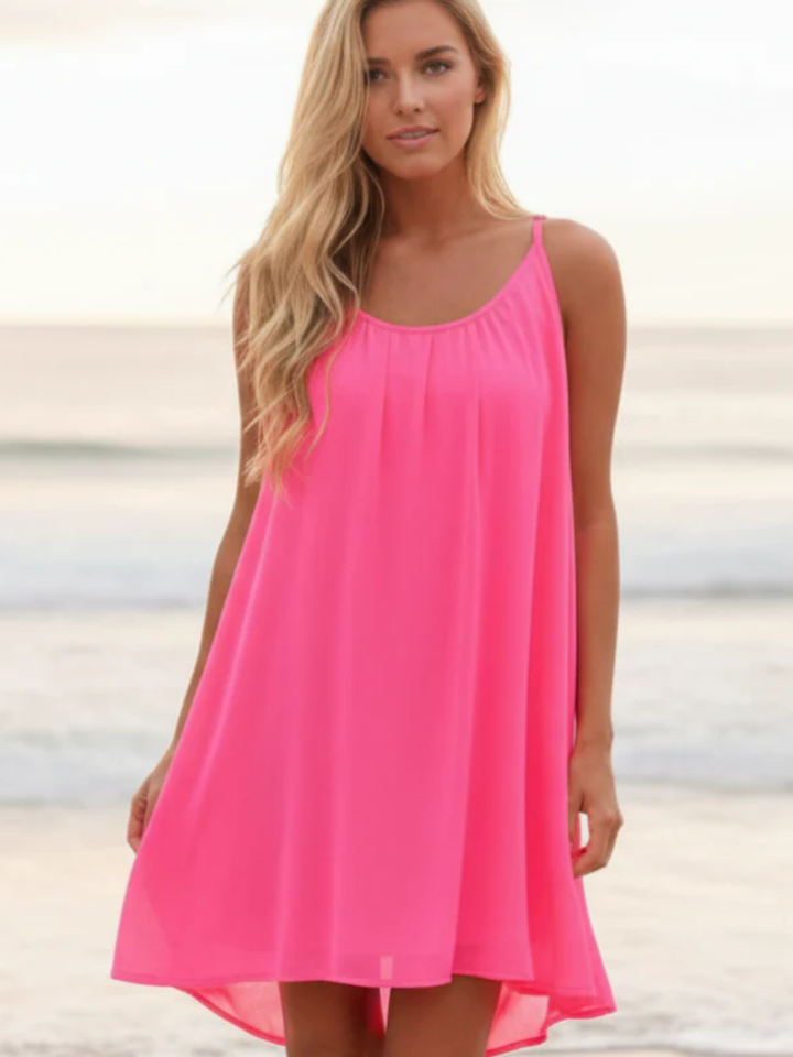 Women's Sheer Beach Cover Up Dress Spaghetti Strap Above Knee