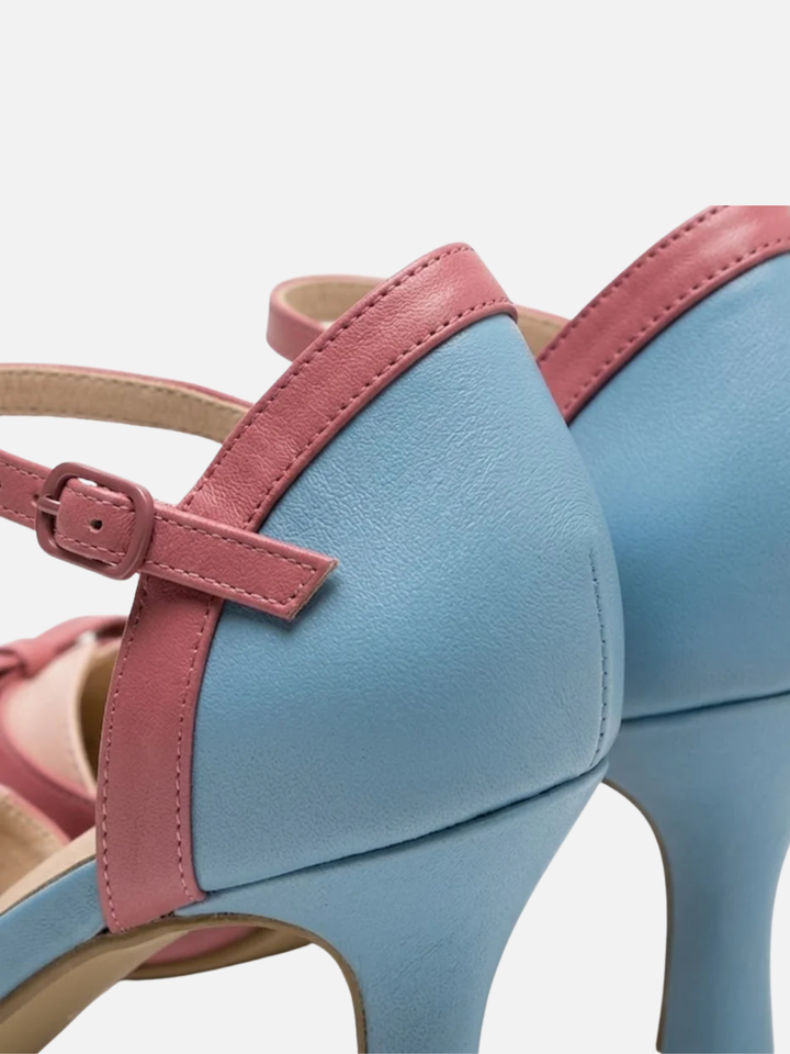 Women's ankle strap bow heels for wedding guest outfit