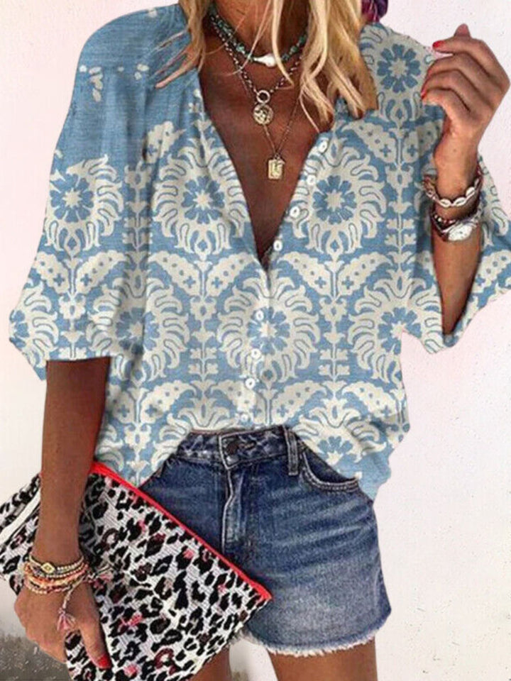 Blouse Women’s Printed Summer Button Shirt Casual Wear