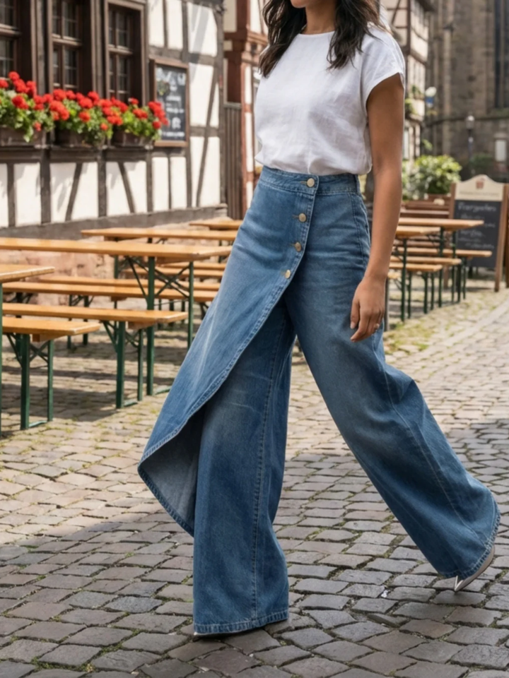 Slim Fit Denim Wrap Jeans for Women High Waist Everyday Wear