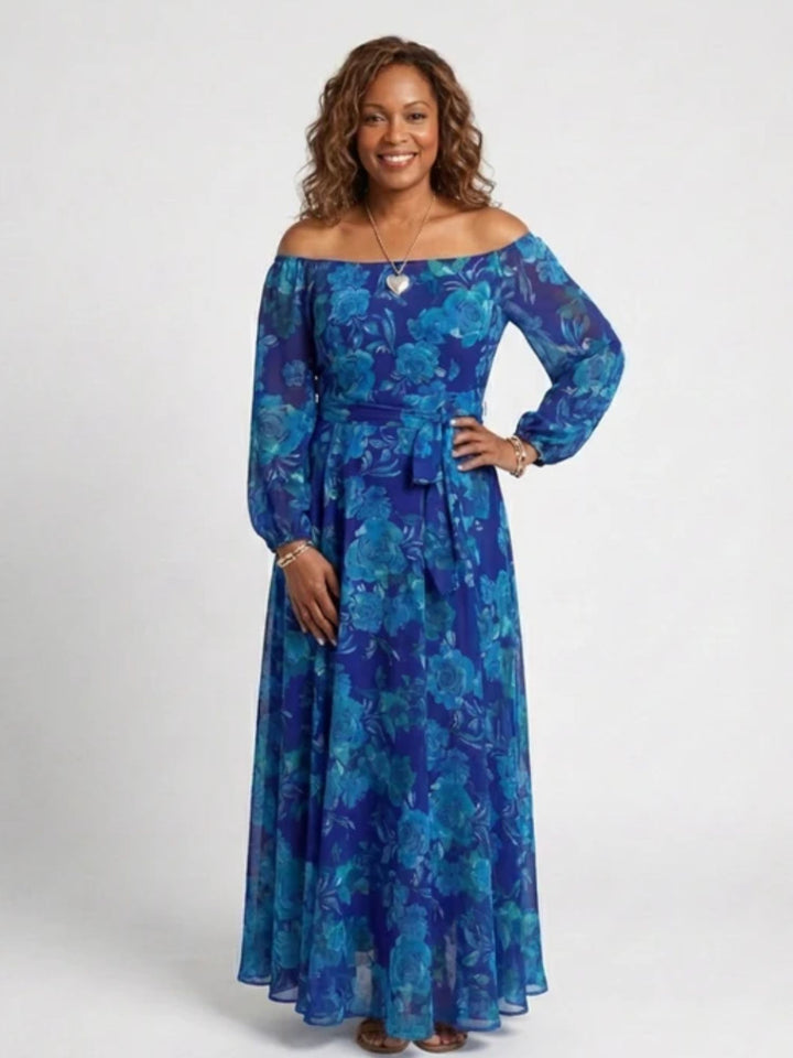Women’s Casual Maxi Dress Breathable Long Sleeve Floral Comfort