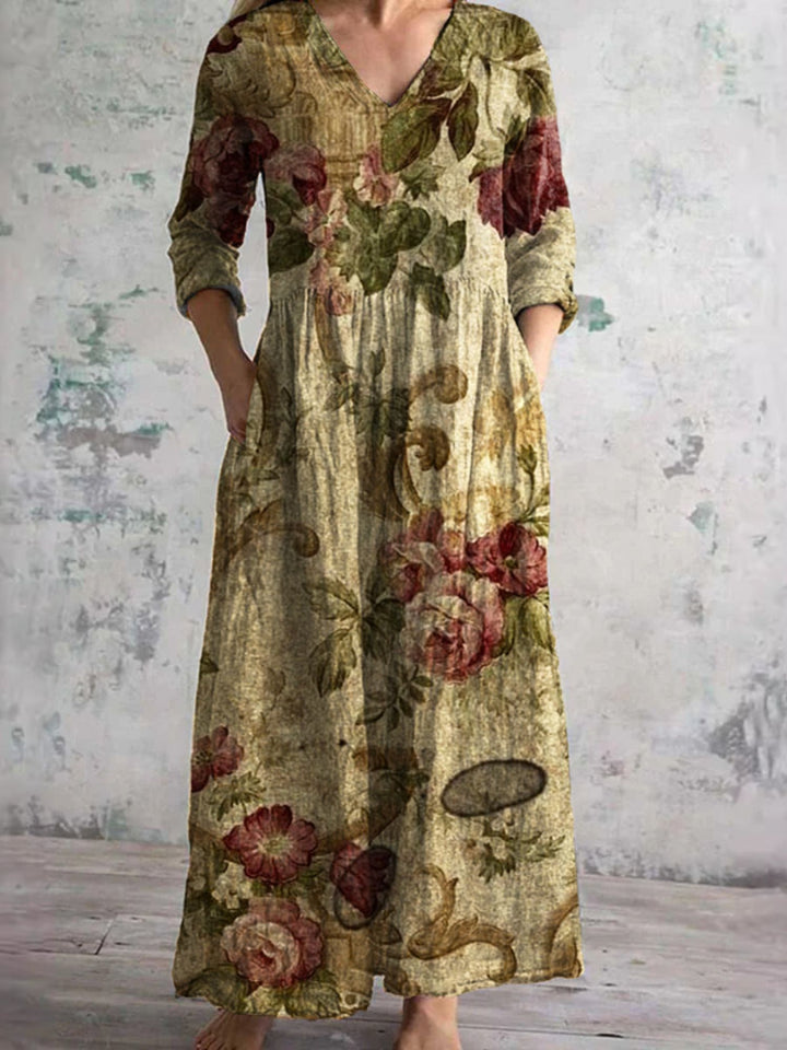 Dress Women’s Floral Summer V Neck Casual Midi Dress