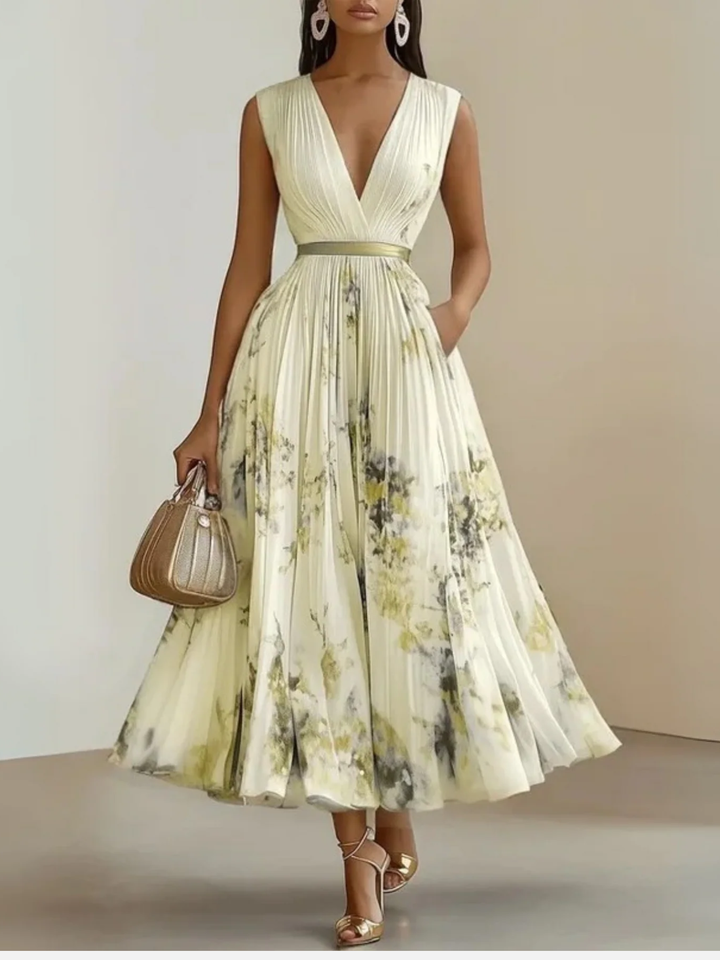 Women's Summer Pleated Maxi Dress Lightweight Sleeveless Fit