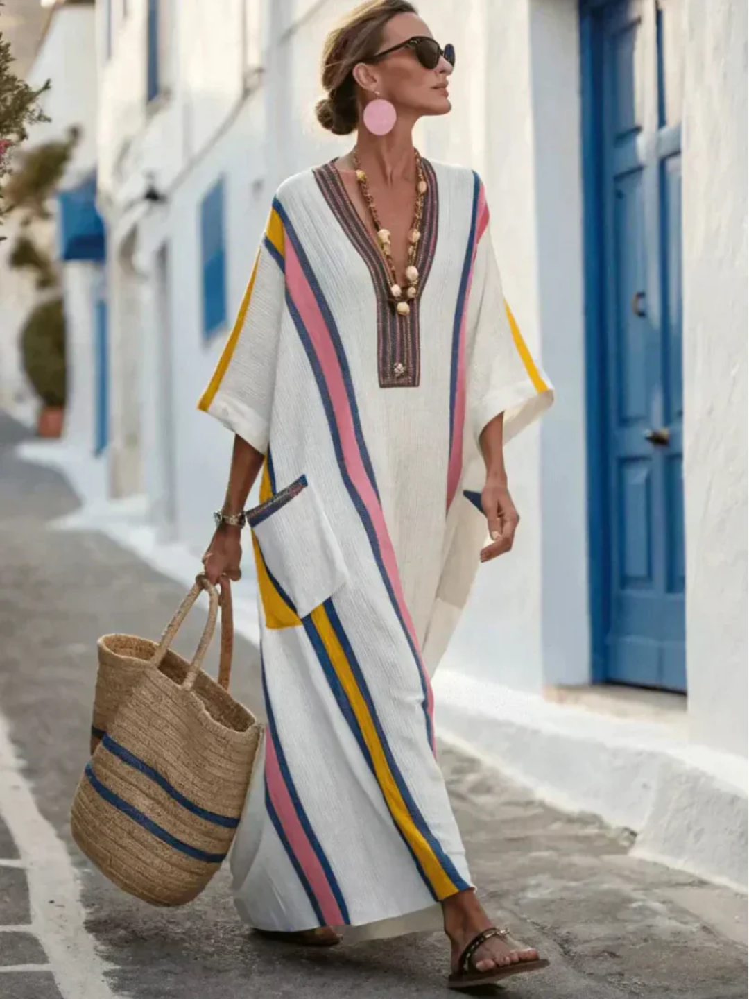 Women’s V-Neck Maxi Dress with Pockets Casual Everyday Outfi
