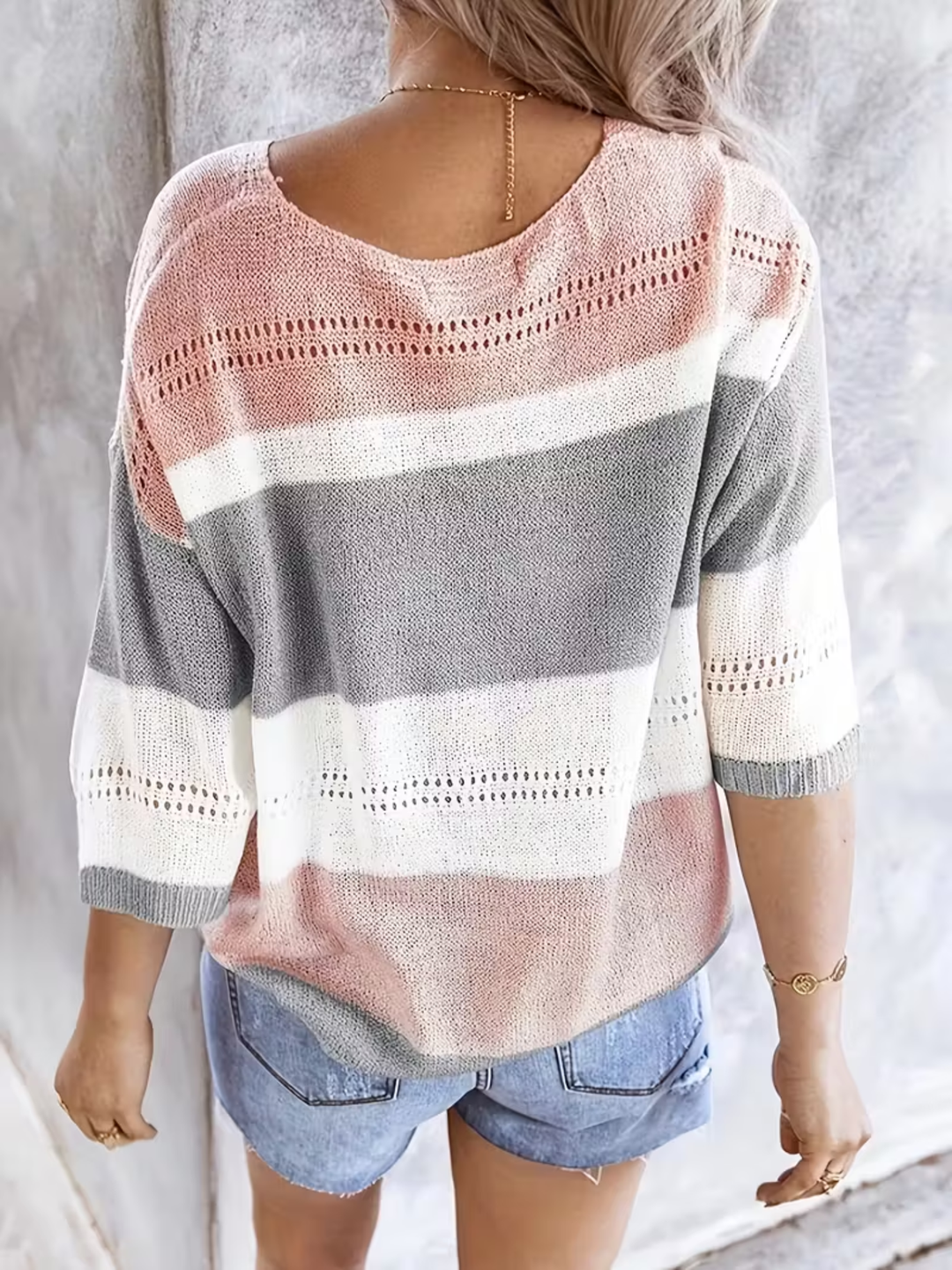 Women's summer off shoulder top multicolor V-neck cutout slim fit