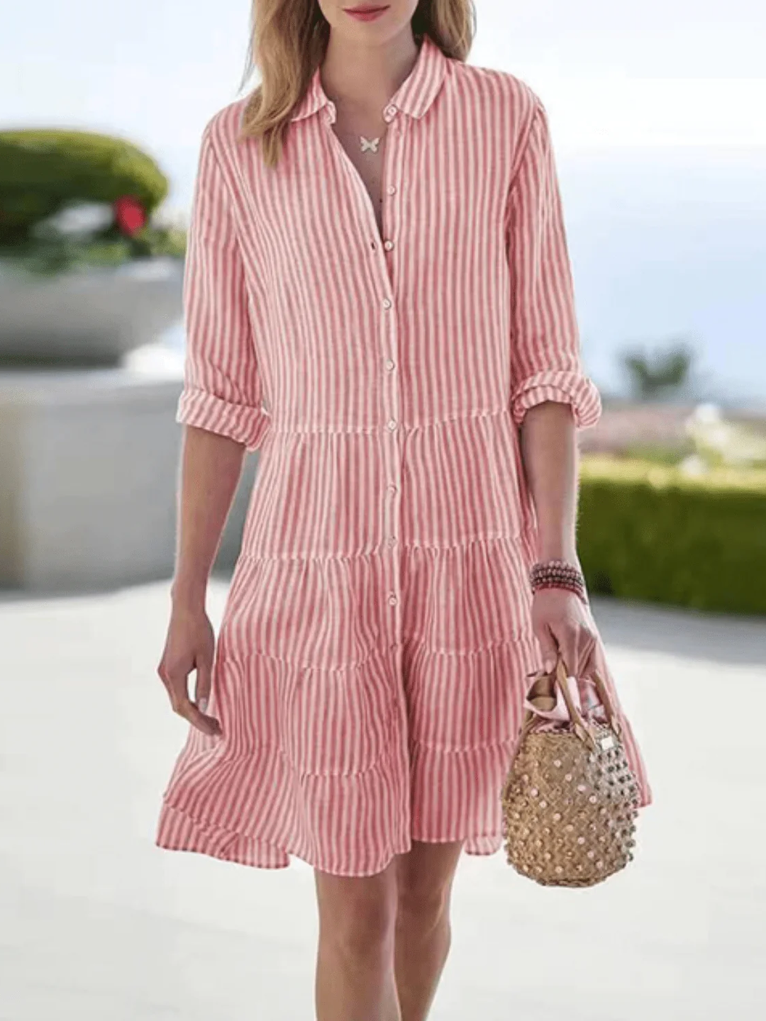 Women’s Lightweight Striped Summer Dress Casual Everyday Wear