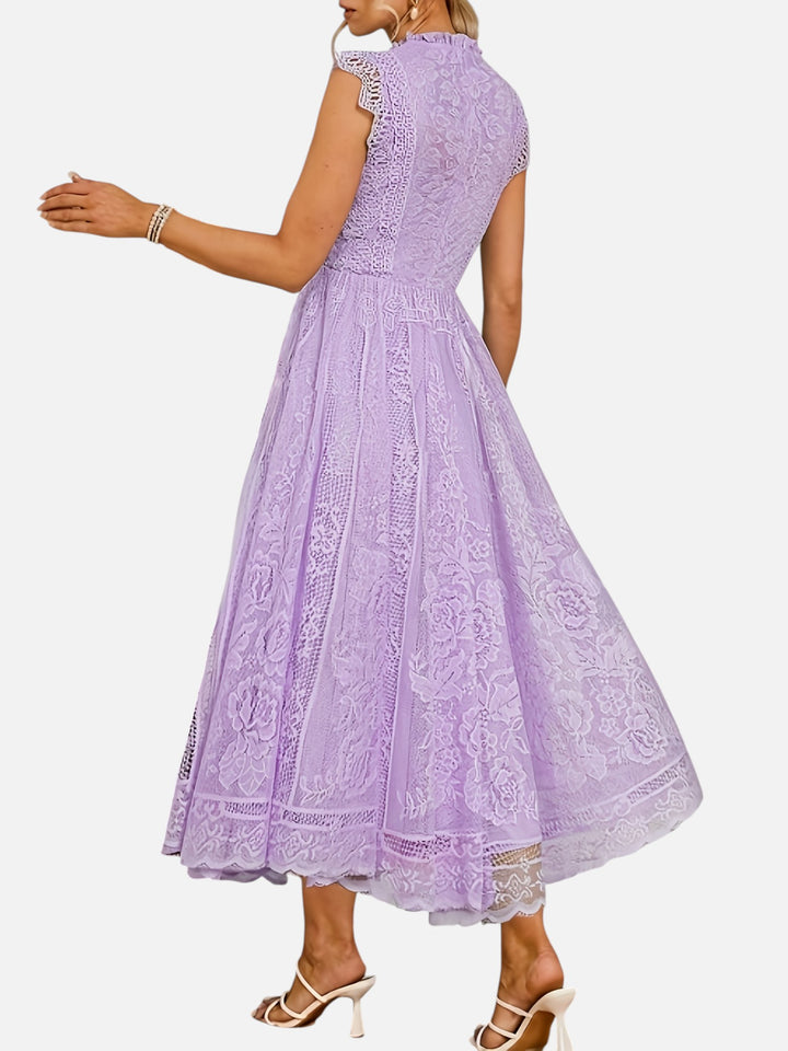 Women’s Lace Maxi Dress Wedding Guest Elegant Flared Fit
