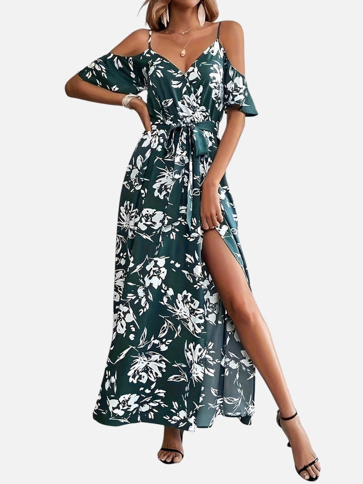 Women’s Summer Floral Maxi Dress A-Line Slit Casual Elegant