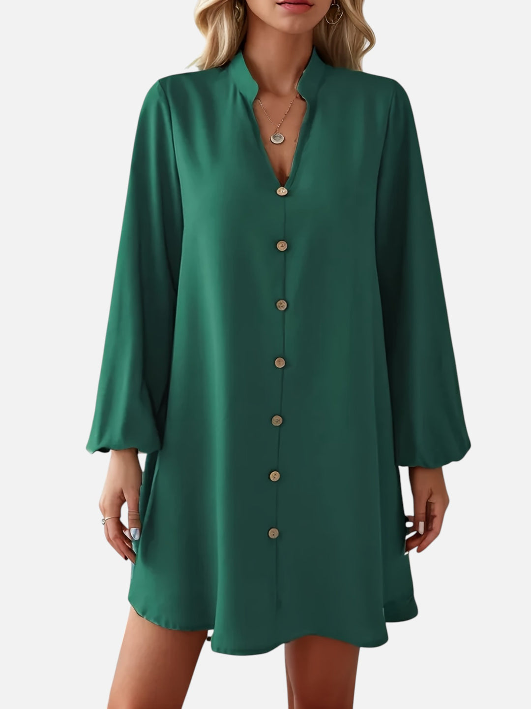 Women's V-Neck Midi Dress Long Sleeve Work and Occasion Wear