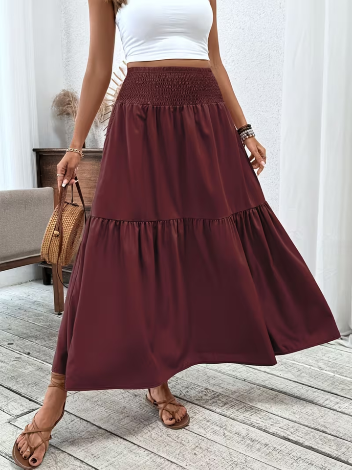 Boho maxi skirt women summer flowy skirt for beach holiday