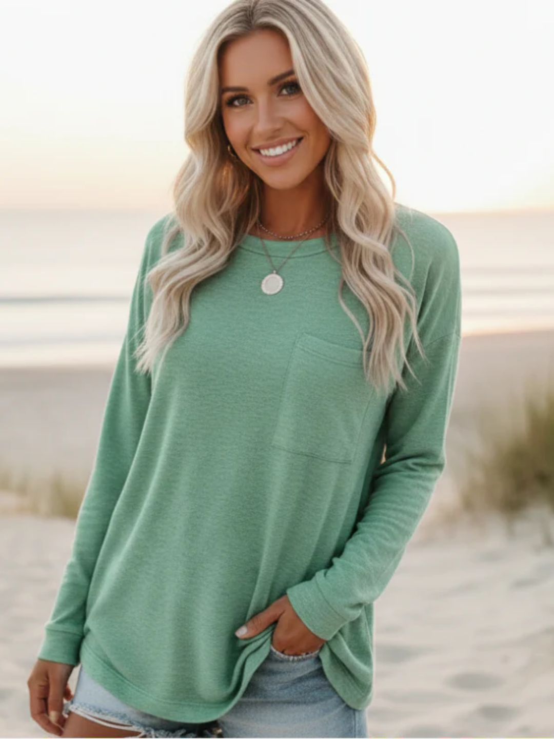 Womens Casual Long Sleeve Shirt Loose Spring Summer Everyday Wear