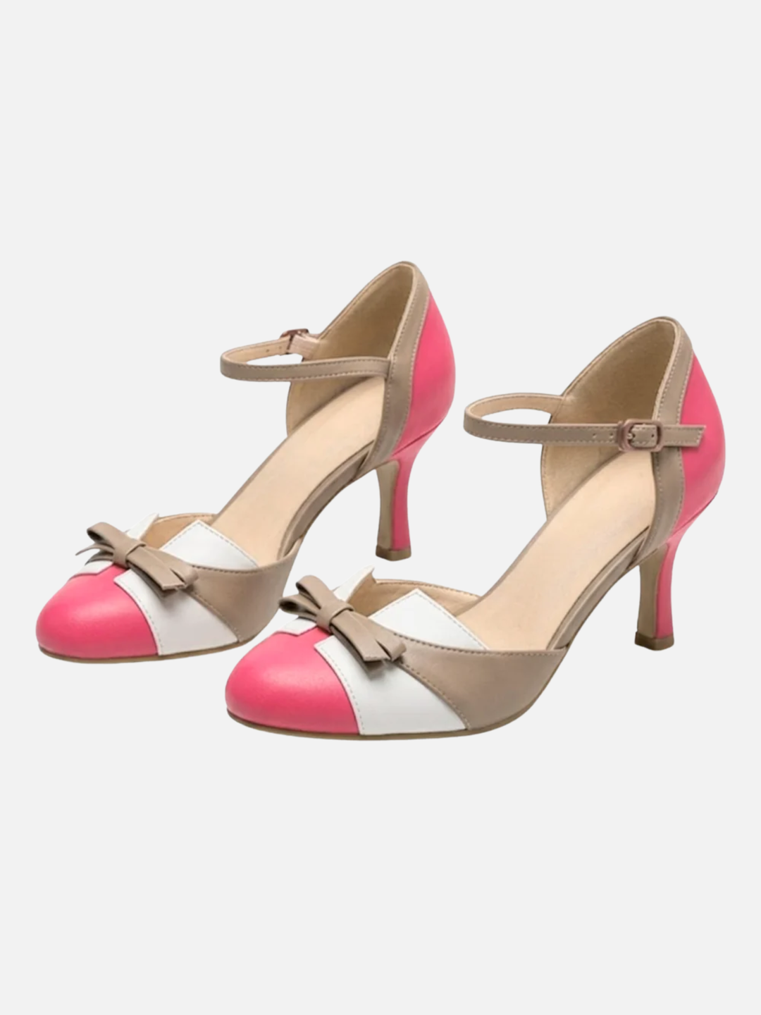 Women's ankle strap bow heels for wedding guest outfit