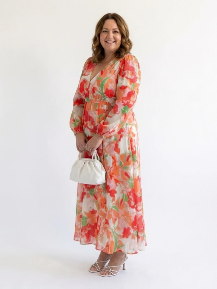 Women’s Long Sleeve Floral Maxi Dress Wedding Guest Outfit Maxi