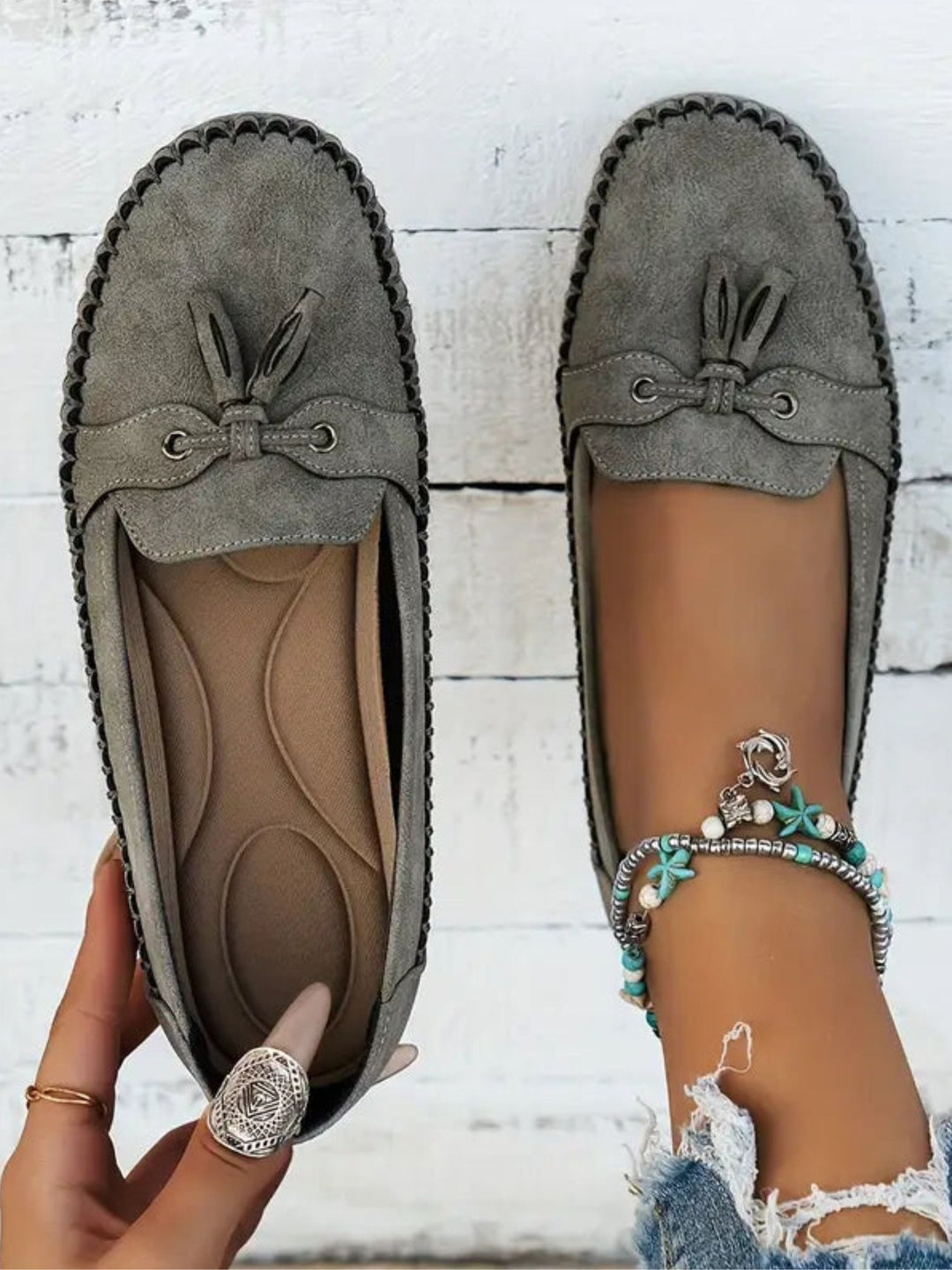 Women’s Vegan Leather Loafers Cushioned Support Work Casual Wear