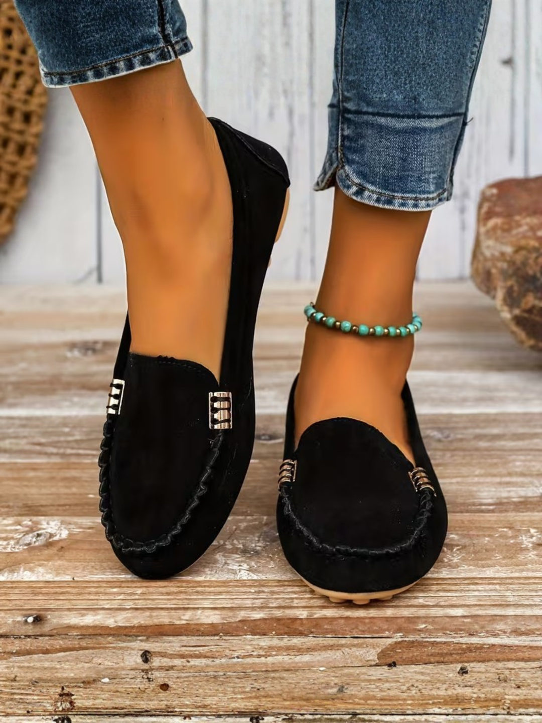 Women’s Comfortable Leather Loafers Slip-On Work Dress Shoes