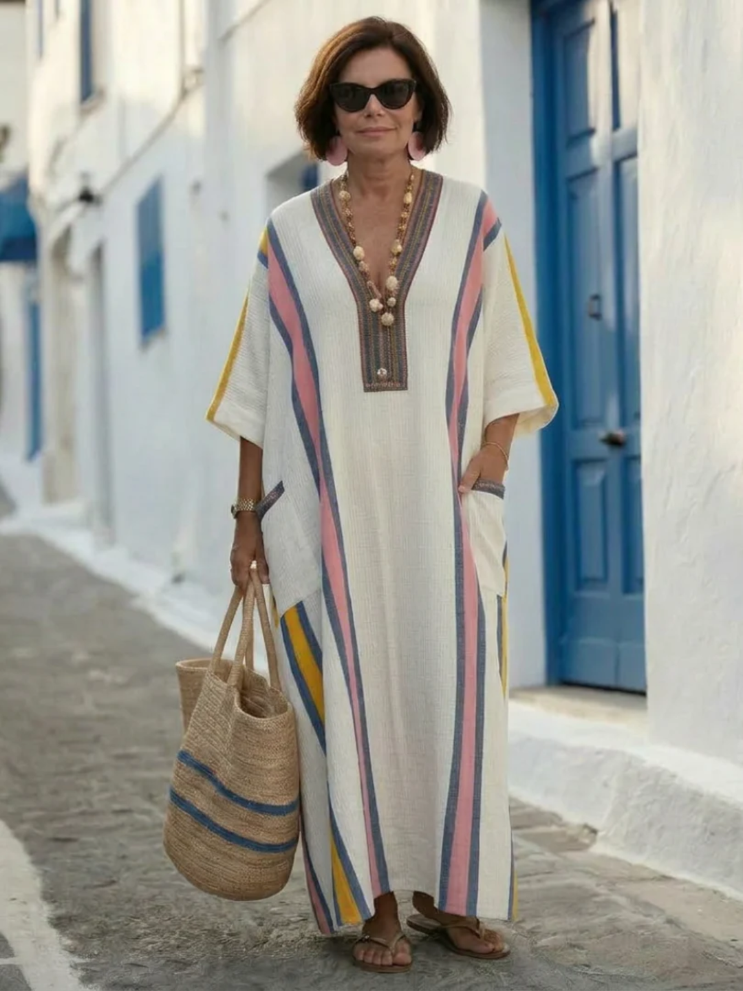 Women’s V-Neck Maxi Dress with Pockets Casual Everyday Outfi
