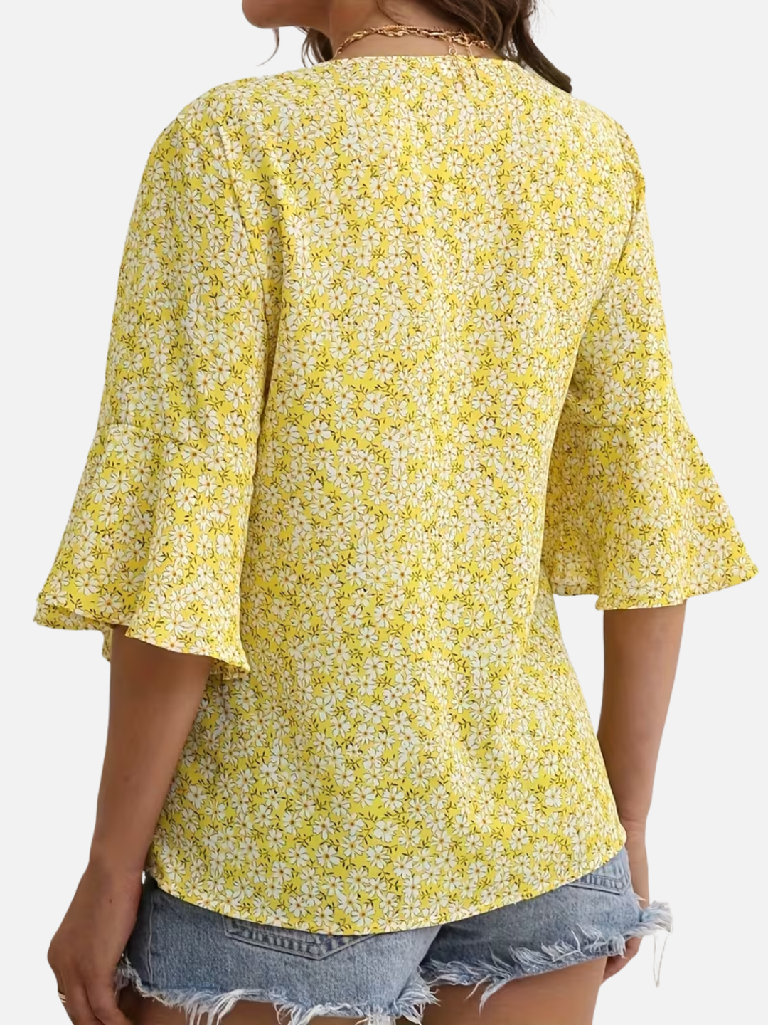 Women's Floral V-Neck Blouse for Spring Summer Casual Wear