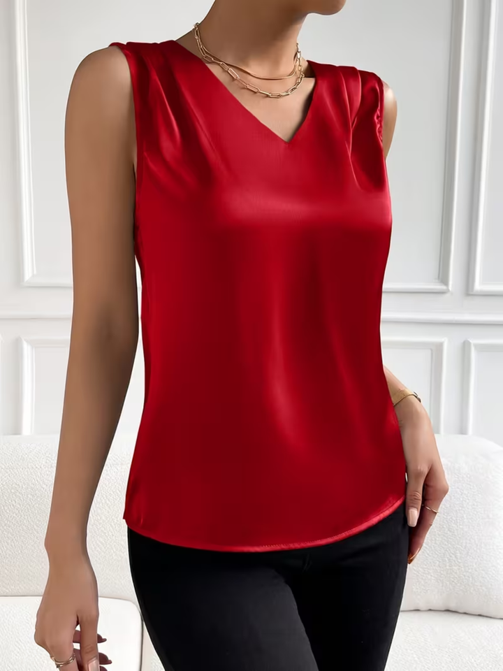 Women's Sleeveless V-Neck Elegant Occasion Top – Wedding Guest Style