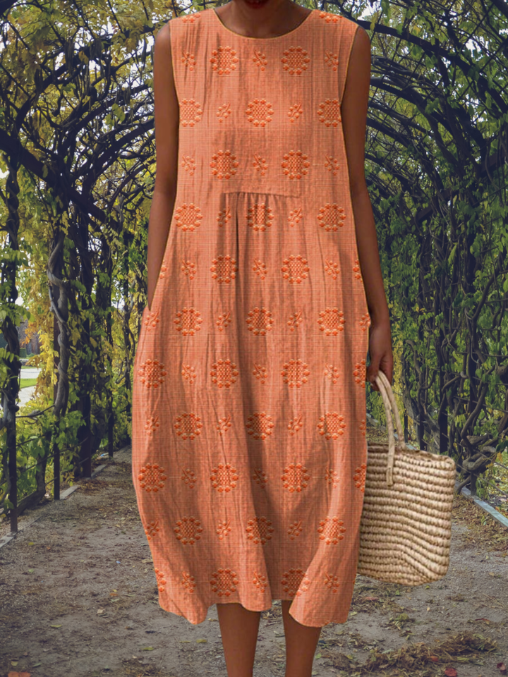 Dress Lightweight Embroidered Midi Dress for Everyday Comfort
