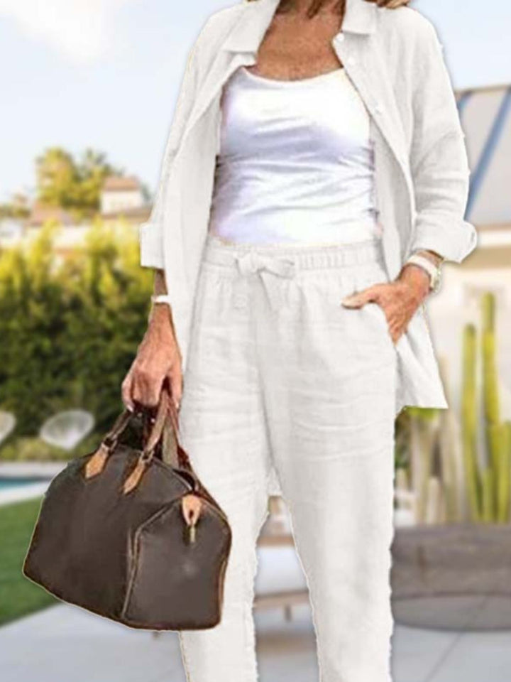 Women’s Two Piece Lounge Set Cotton Linen Relaxed Comfort Outfit