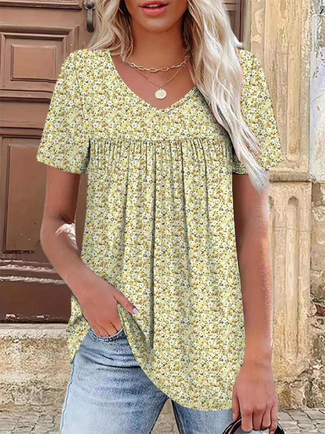 T-shirt damski plus size z kwiatowym nadrukiem, casualowy letni top