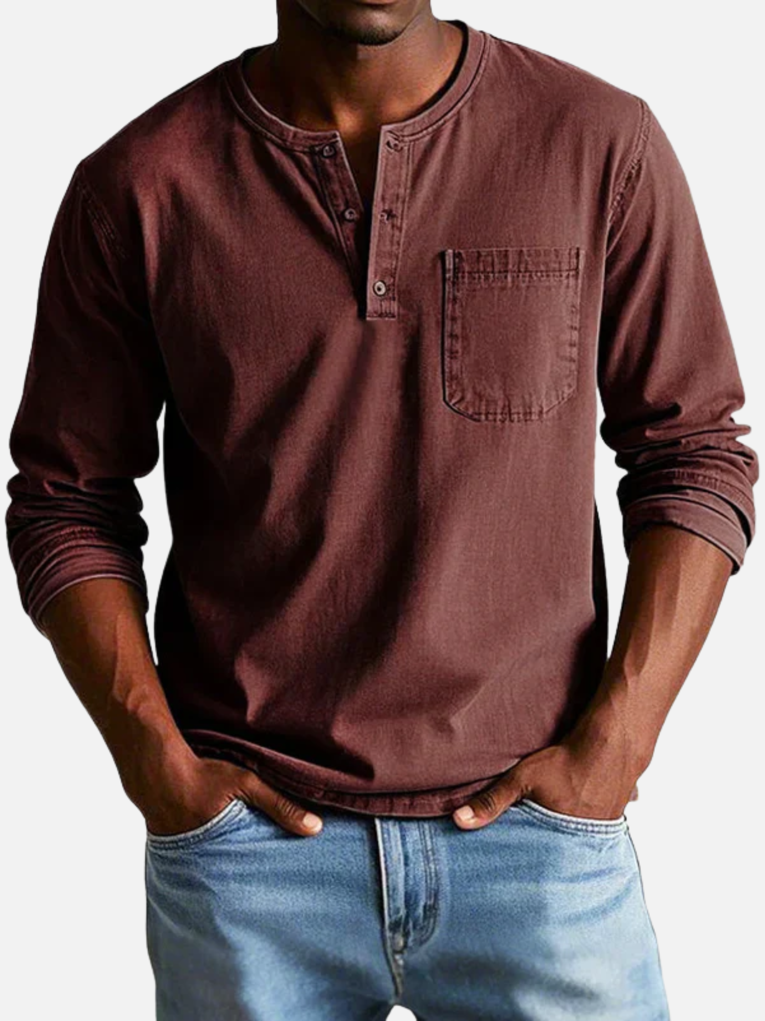 Men’s casual long sleeve Henley shirt for everyday comfort
