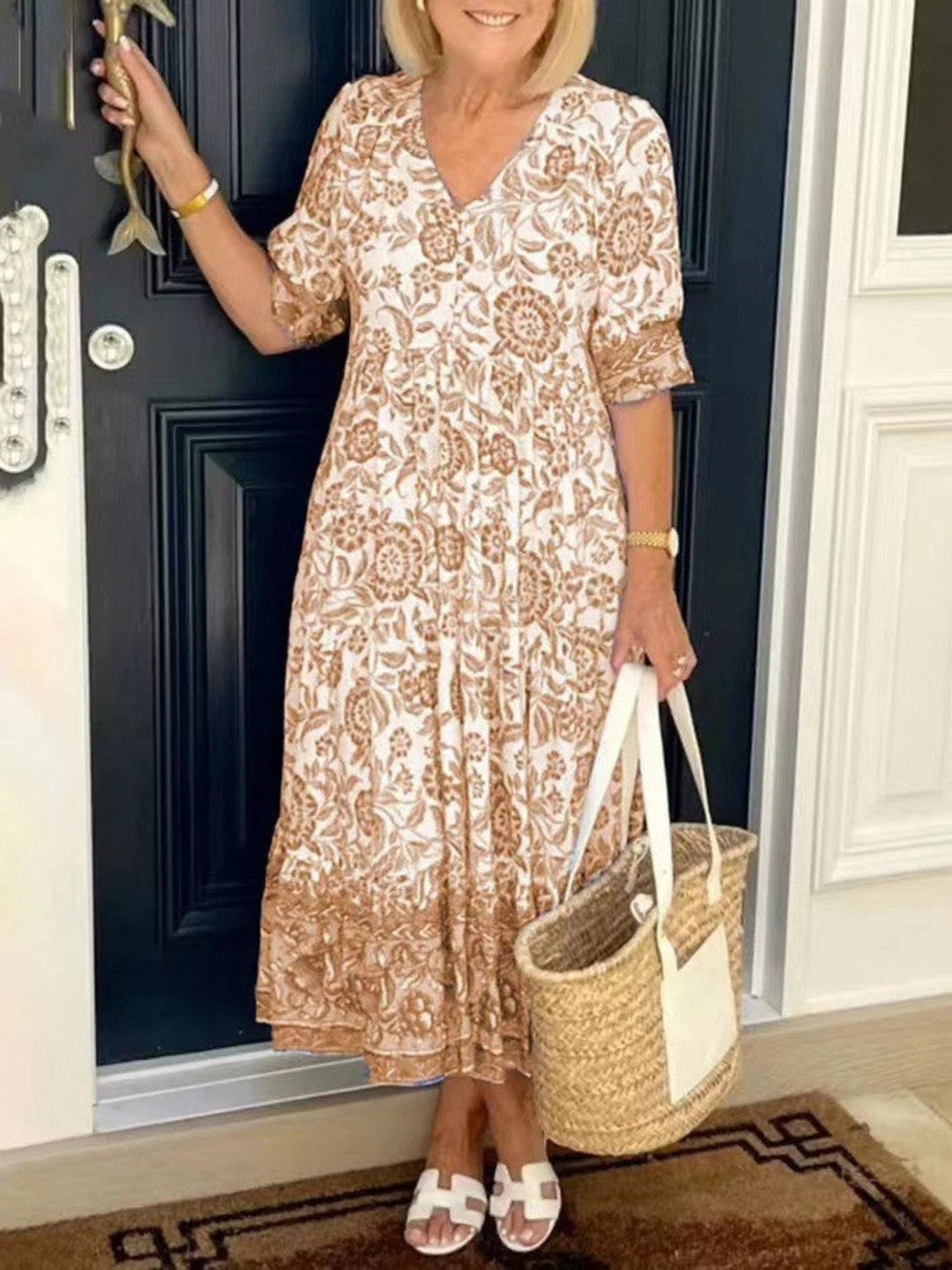 Women Summer Floral Maxi Dress Soft Breathable Relaxed Style