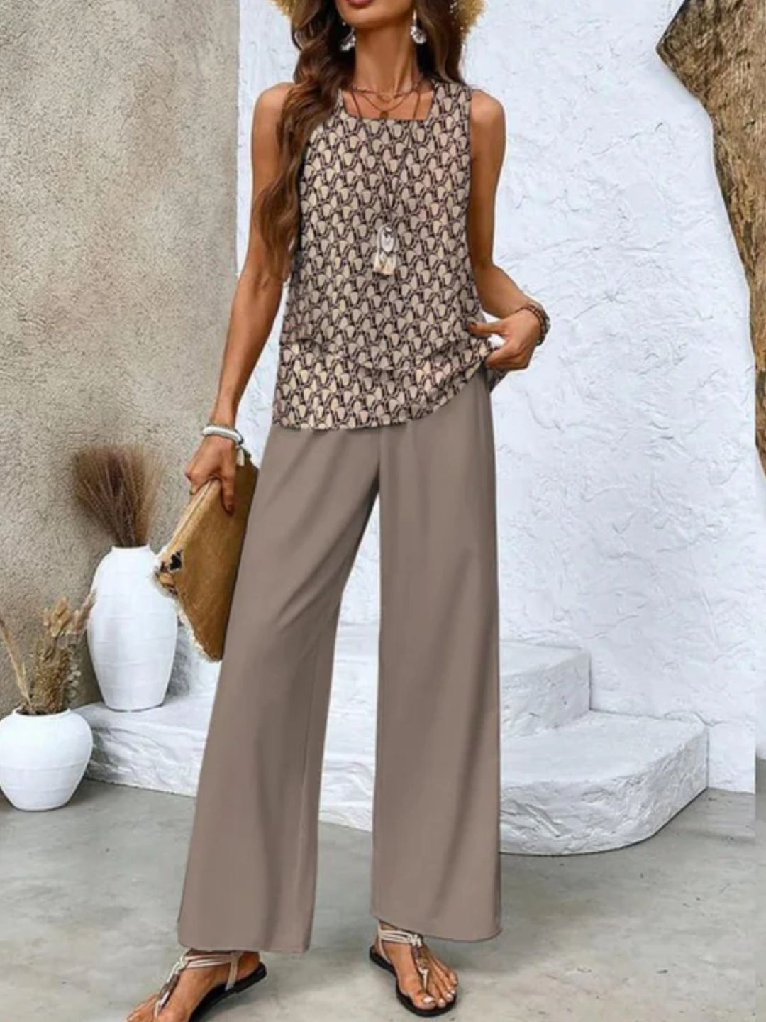 Women’s Summer Outfit Set Lightweight Two Piece Travel Wear