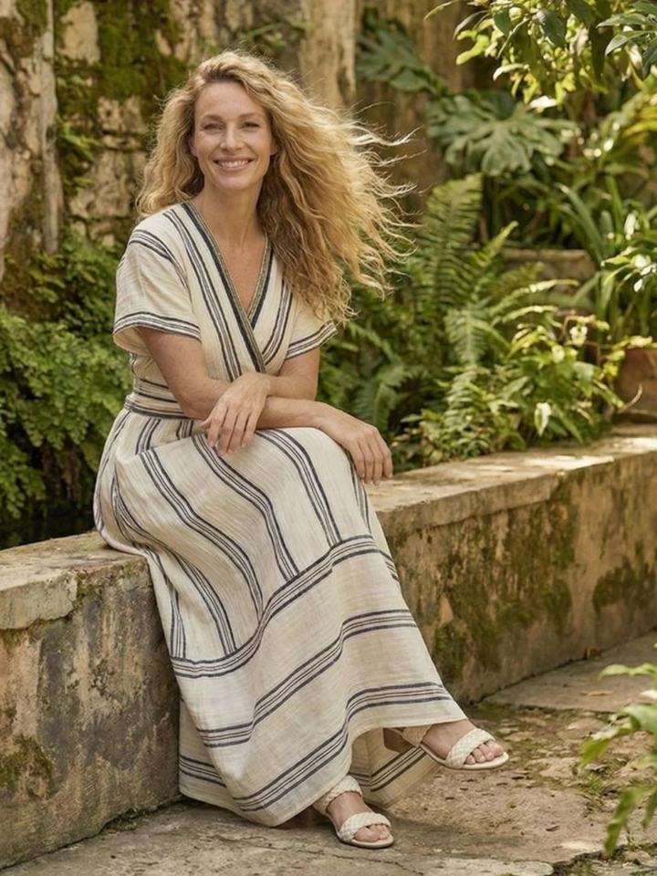 Women’s Wrap Midi Dress V-Neck Summer Casual Elegant Outfit