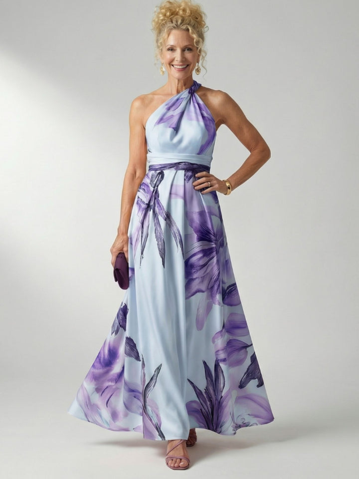 Floral Halter Dress Women Elegant Casual Day Outfit Style