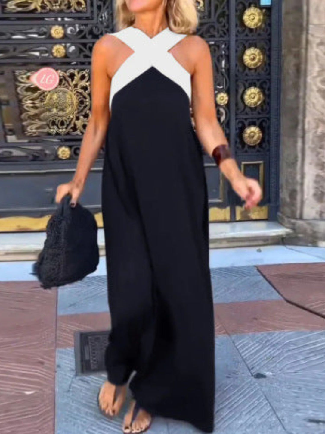 Women’s Cross Neck Summer Dress Lightweight Woven