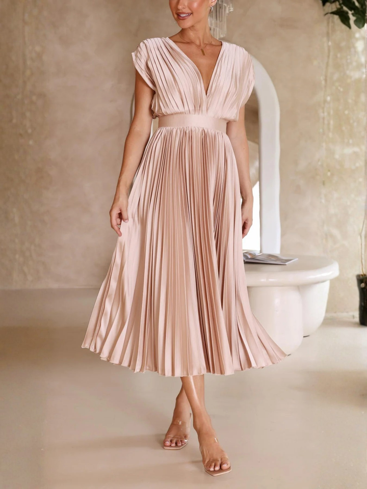 Pleated Maxi Dress Women’s Formal Wedding Guest Outfit