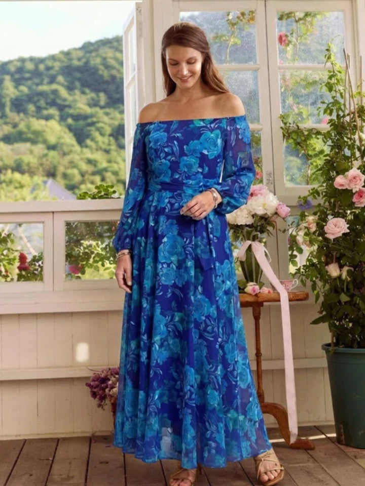 Women’s Casual Maxi Dress Breathable Long Sleeve Floral Comfort