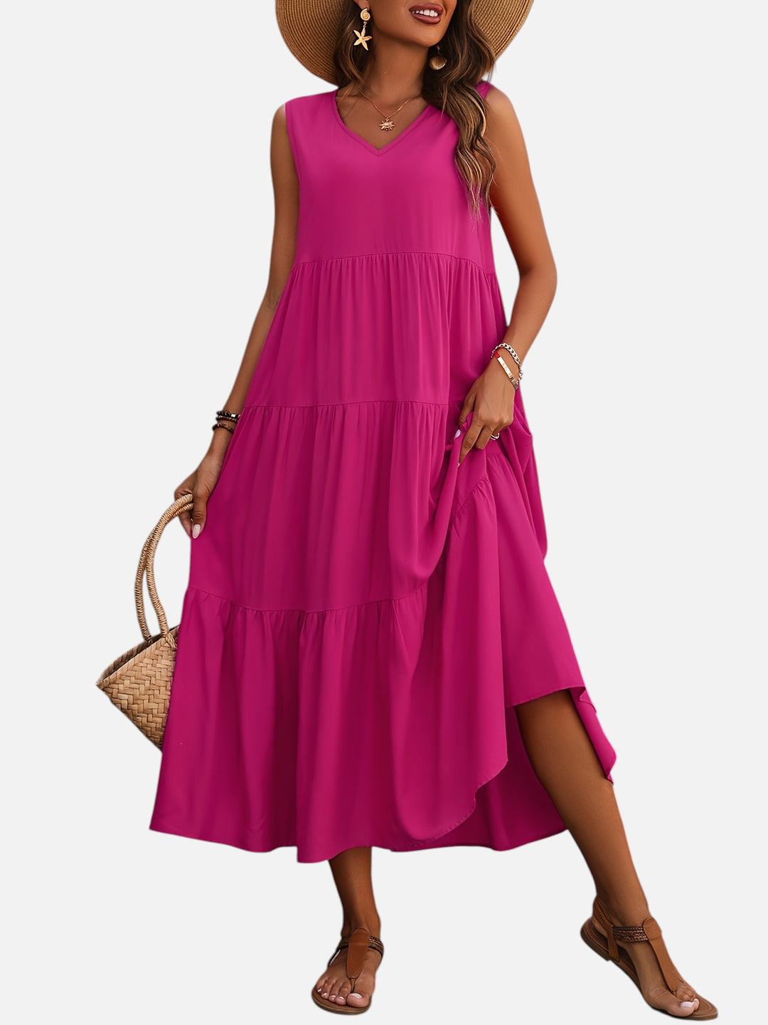 Women's V-Neck Maxi Dress Loose Fit Formal Evening Wear