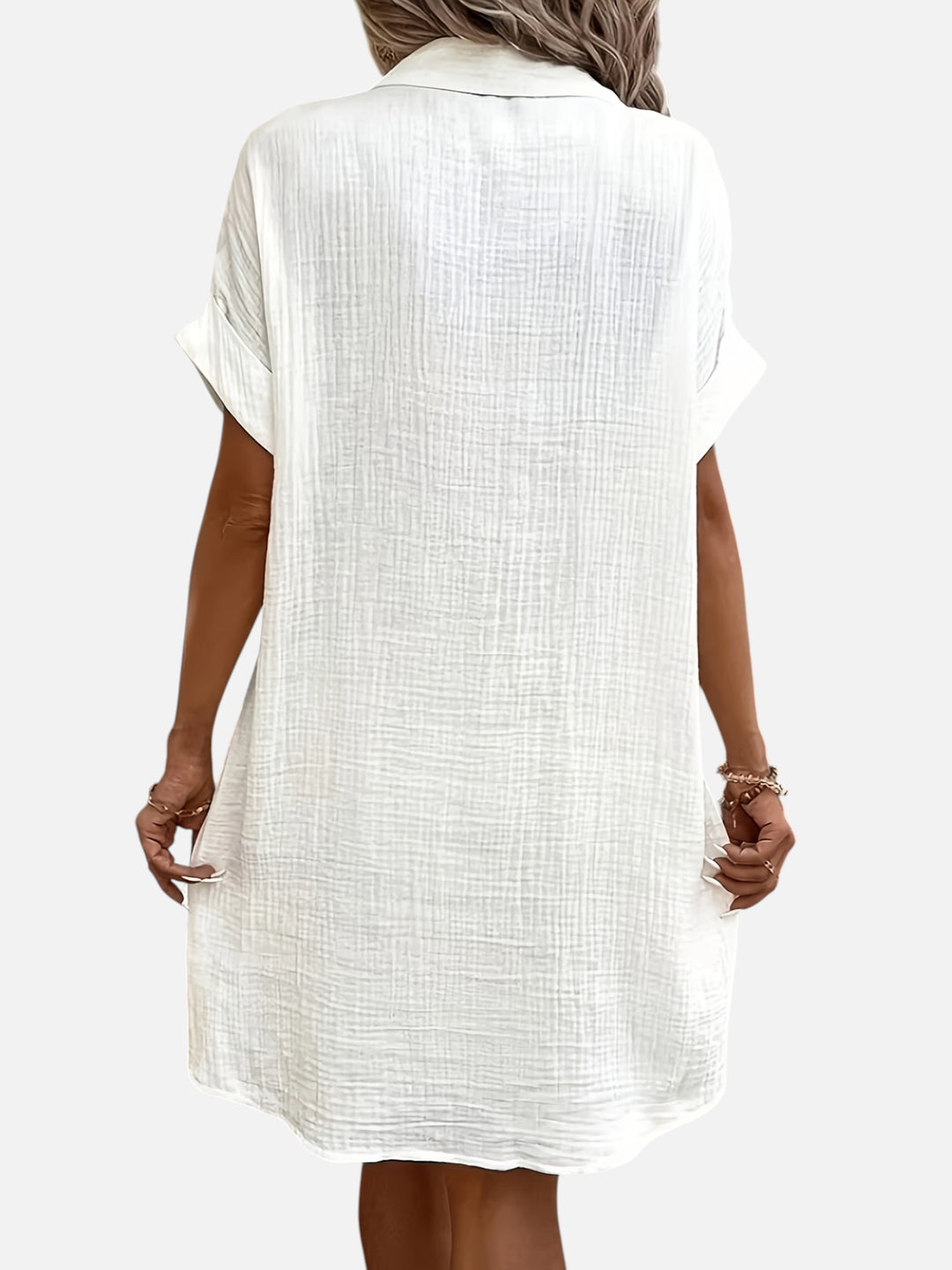 Women’s Cotton Midi Dress Button Front Comfortable Everyday Wear