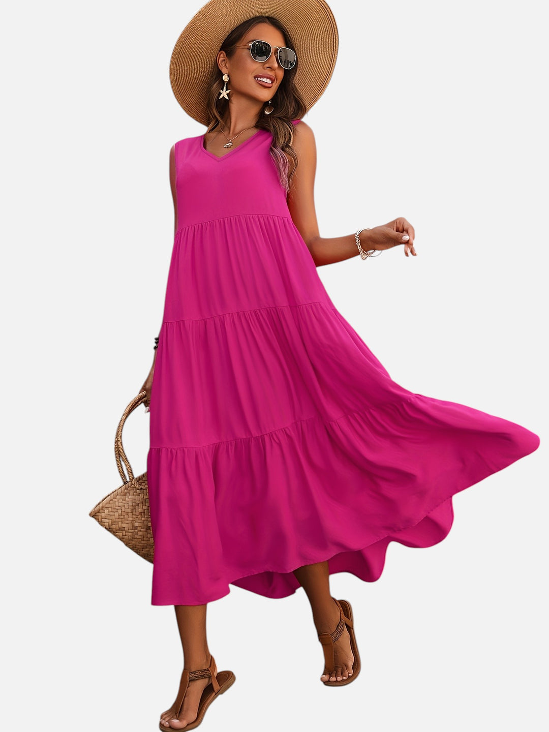 Women's V-Neck Maxi Dress Loose Fit Formal Evening Wear