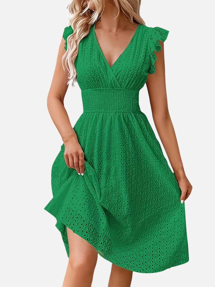 Women’s Stand Collar Midi Dress Casual Elegant Summer Outfit